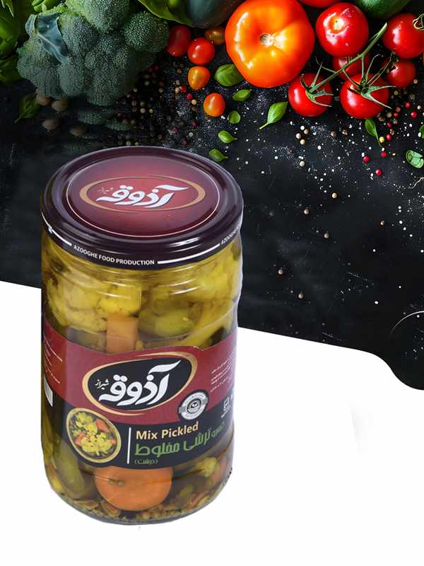 آذوقه ترشی مخلوط درشت شیشه750گرم12عددی