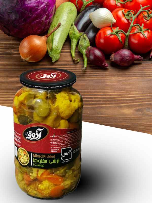 آذوقه ترشی مخلوط درشت شیشه1500گرم6عددی