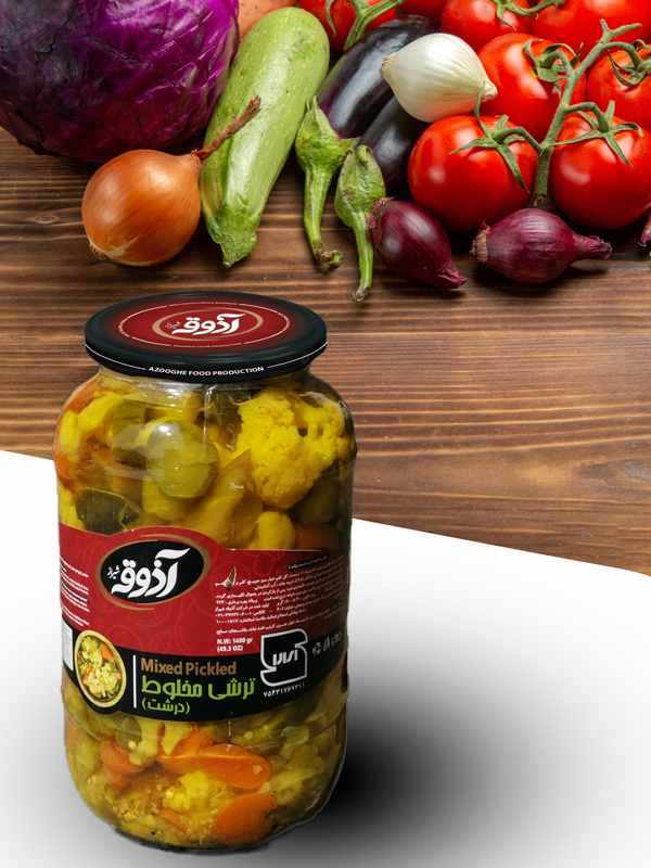 آذوقه ترشی مخلوط درشت شیشه1500گرم6عددی102
