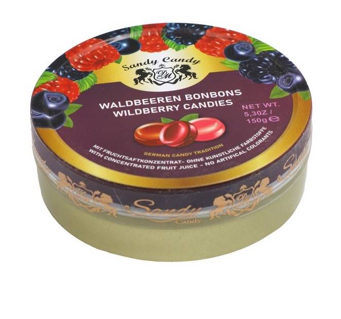 سندی آبنبات قوطی فلزی با طعم توت وحشی 150 گرمی