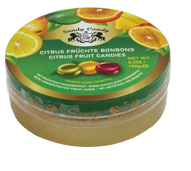 سندی آبنبات قوطی فلزی با طعم مرکبات 150 گرمی