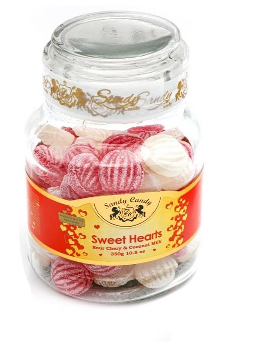 سندی آبنبات شیشه Sweet Hearts با طعم آلبالو آناناس 300 گرمی