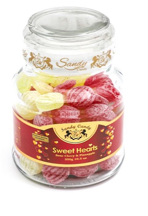 سندی آبنبات شیشه Sweet Hearts با طعم آلبالو نارگیل 300 گرمی