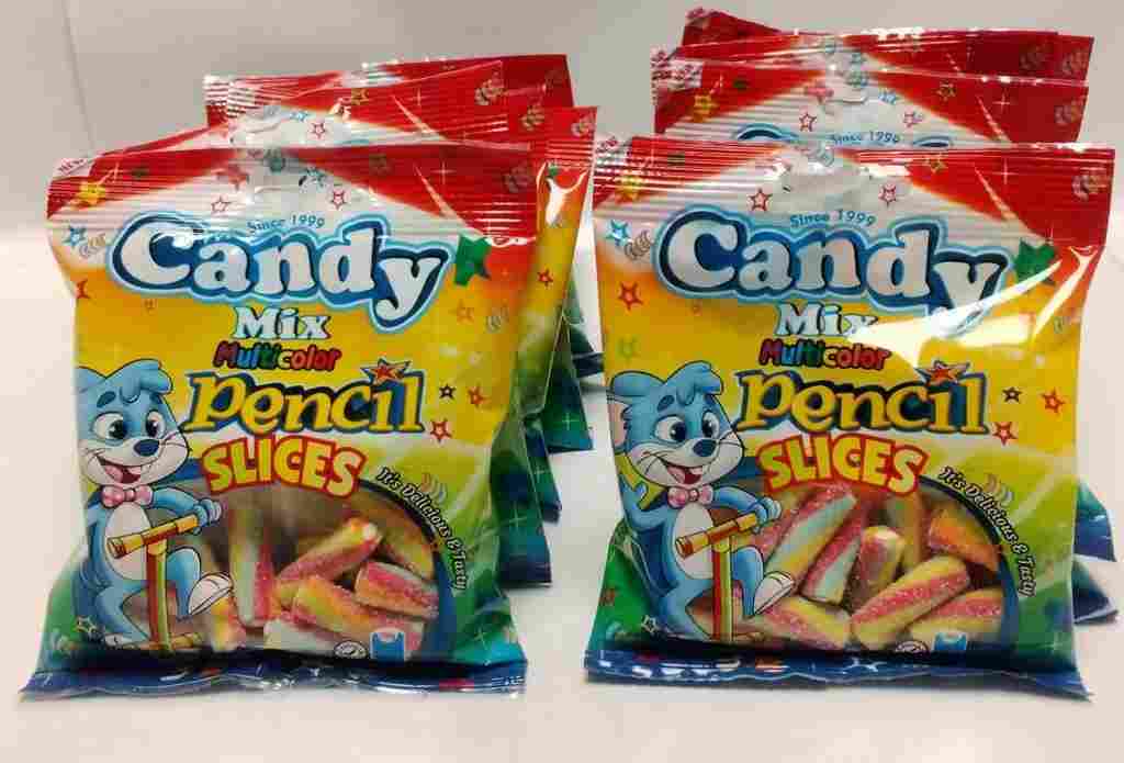 پاستیل مدادی لقمه ای رنگین کمانی50گرمی کندی0447