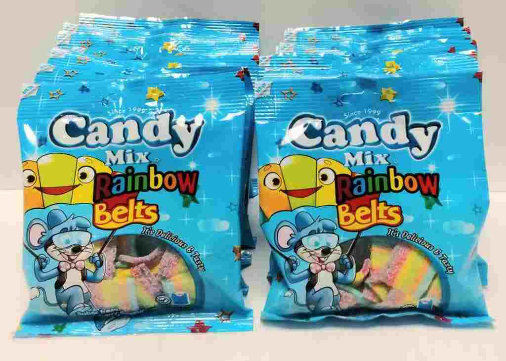 پاستیل نواری لقمه ای رنگین کمان50گرم کندی کد0461