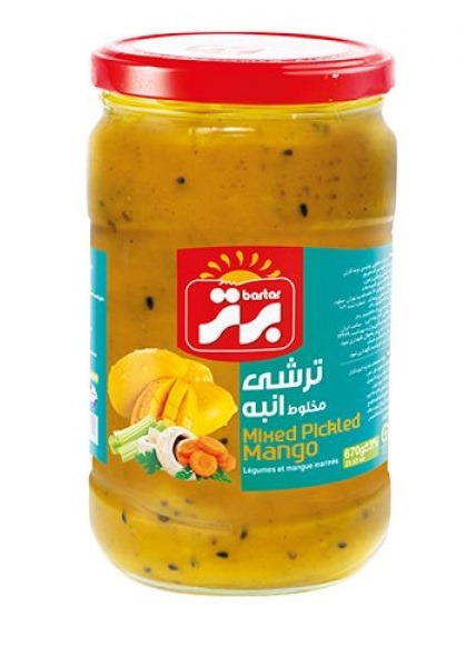 برتر ترشی مخلوط انبه 460 گرم شیشه 12عددی