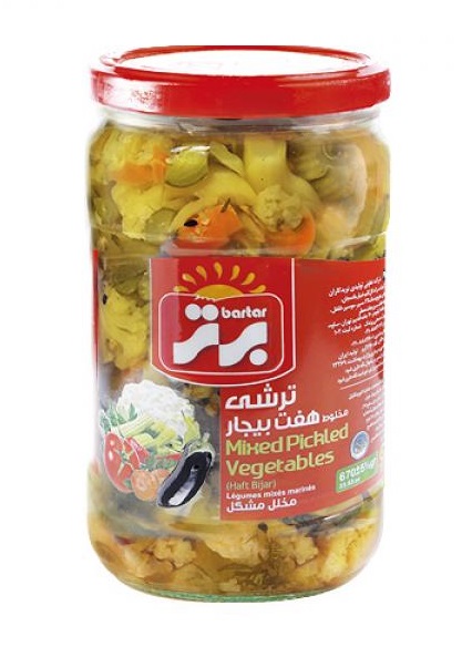 برتر ترشی هفت بیجار 670 گرم شیشه 12عددی