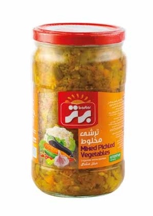 برتر ترشی مخلوط ساده 670 گرم شیشه 12عددی