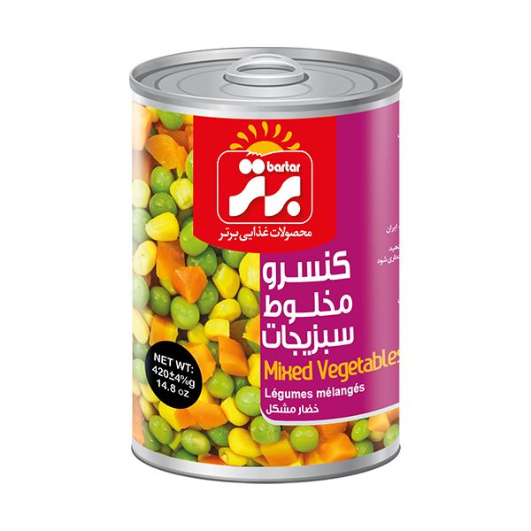 برتر کنسرو مخلوط سبزیجات 420 گرم 12عددی