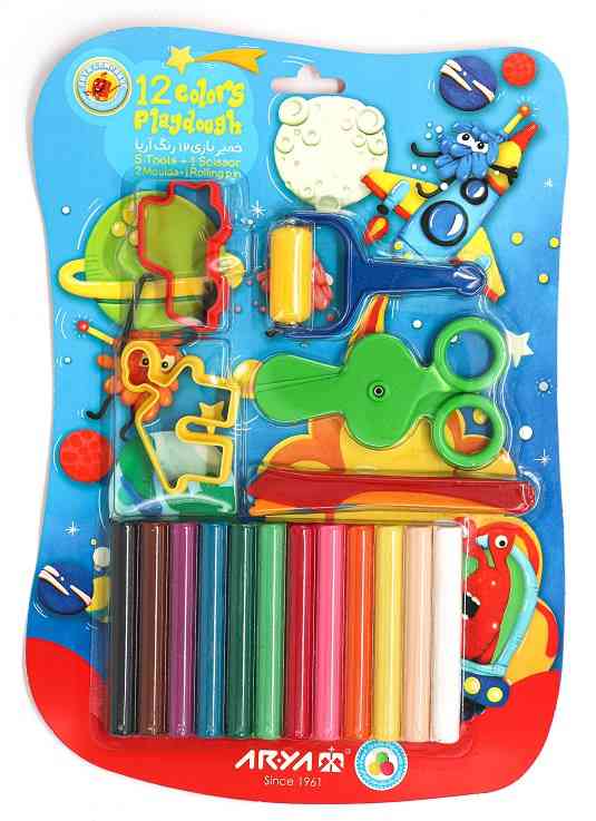 آریا خمیر آویزدار 12 رنگ با ابزار کد 1022
