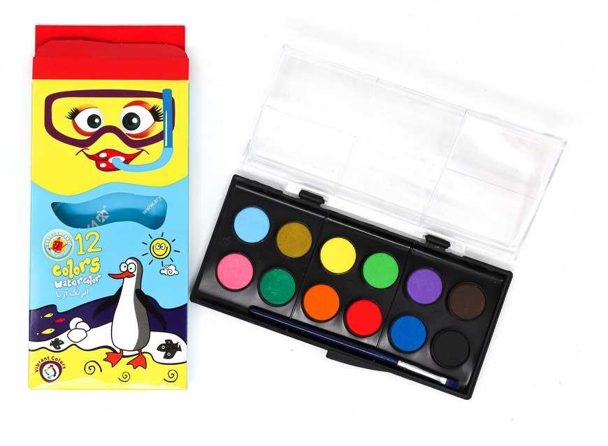 آریا آبرنگ 12 رنگ طرح کمان کوچک کد 5008