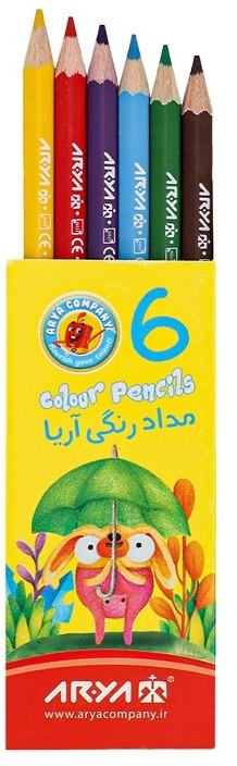 آریا مداد کوتاه 6 رنگ کد 3071