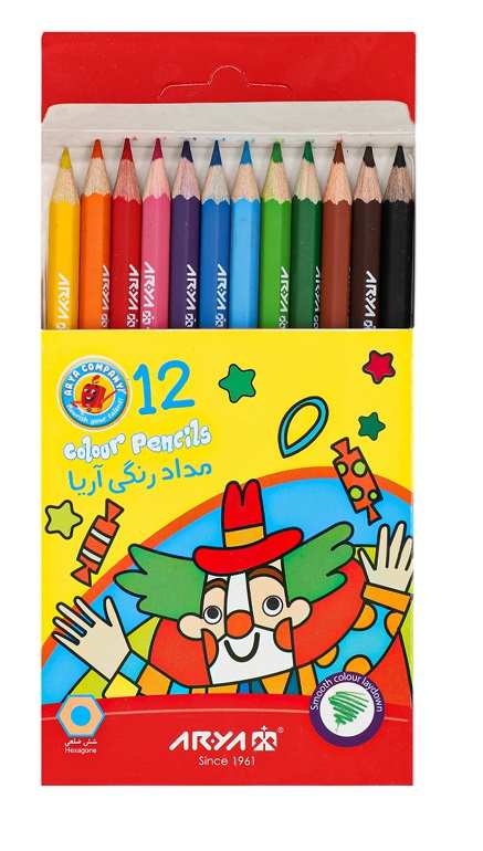 آریا مداد کوتاه 12 رنگ کد 3072