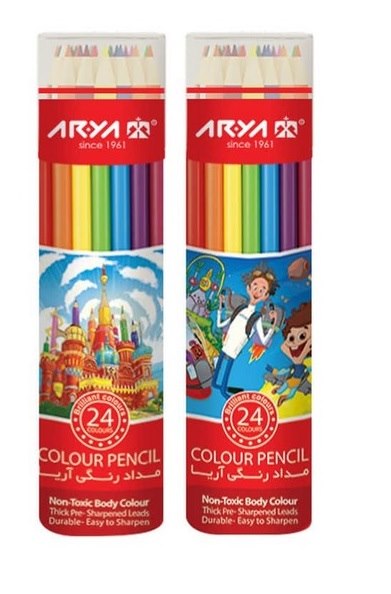 آریا مداد 24 رنگ استوانه ای کد 3052