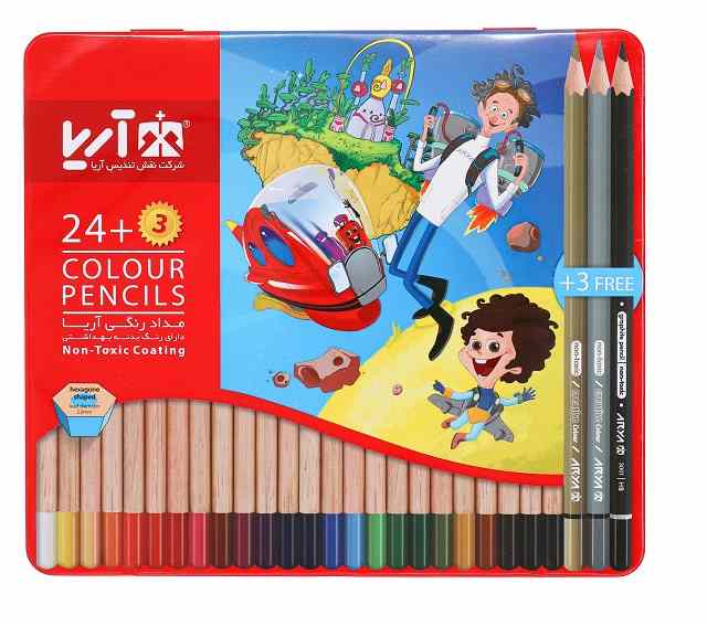 آریا مداد رنگی 3+24 رنگ فلزی کد 3022