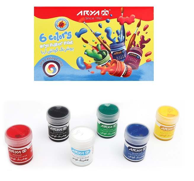 آریا گواش 6 رنگ جعبه مقوایی کد 4027