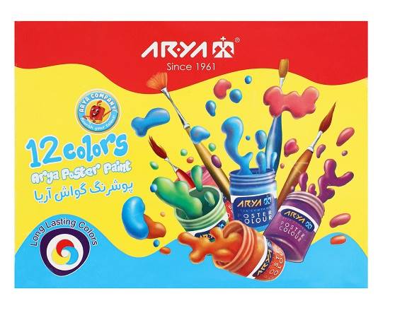 آریا گواش 12 رنگ جعبه مقوایی کد 4028